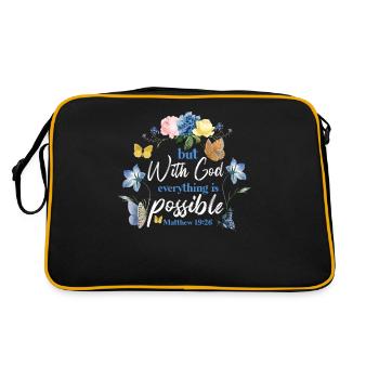 Christian Bible Verse Butterfly - Retro Tasche - Schwarz/Gold - Hinten
