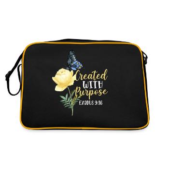 Christian Bible Verse Butterfly - Retro Tasche - Schwarz/Gold - Hinten