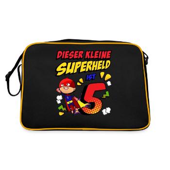 5. Geburtstag Junge Comic-Stil Kleine Superheld - Retro Tasche - Schwarz/Gold - Hinten