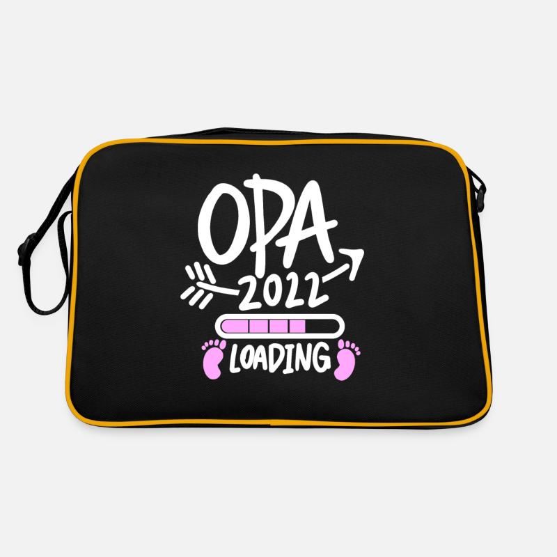 Opa 2022 Loading - Opa werden - Bald Opa - Retro Tasche - Schwarz/Gold