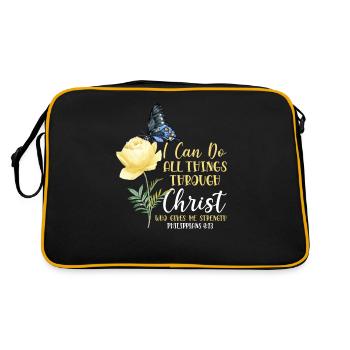 Christian Bible Verse Butterfly - Retro Tasche - Schwarz/Gold - Hinten