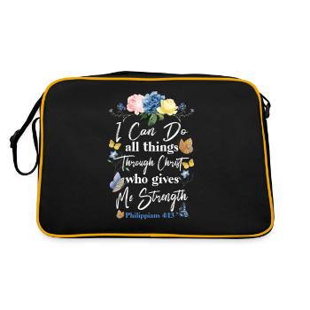 Christian Bible Verse Butterfly - Retro Tasche - Schwarz/Gold - Hinten
