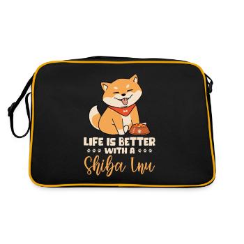 Shiba Inu Cadeau chien Shiba Inu - Sac Retro - noir/or - Dos