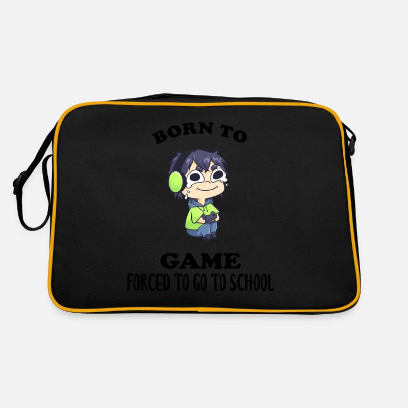 Born To Game Forced To Go To School - Retro Tasche - Schwarz/Gold