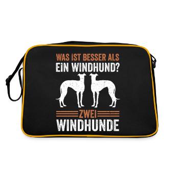 Zwei Windhund Hund Windhund - Retro Tasche - Schwarz/Gold - Hinten