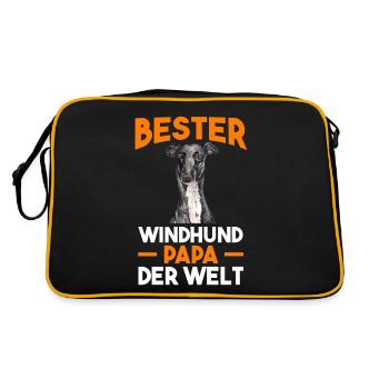 Windhund Windhund Papa - Retro Tasche - Schwarz/Gold - Hinten