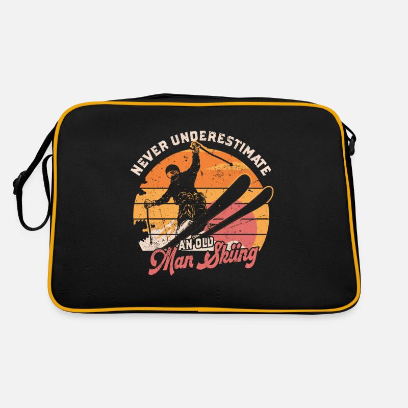 Never Underestimate An Old Man Skiing Skifahrer Retro Tasche