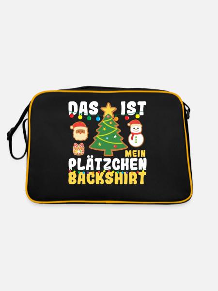 Weihnachten Kekse Backen Das ist mein Plätzchen - Retro Tasche - Schwarz/Gold - Hinten