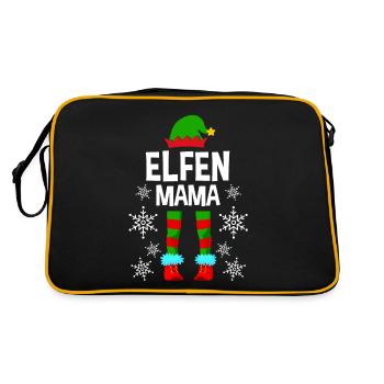 Elfen Mama Elfe Partnerlook Weihnachten Weihnachts - Retro Tasche - Schwarz/Gold - Hinten