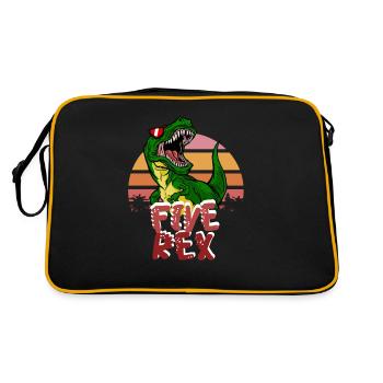 5. Geburtstag Junge five Rex Dinosaurier Dino - Retro Tasche - Schwarz/Gold - Hinten