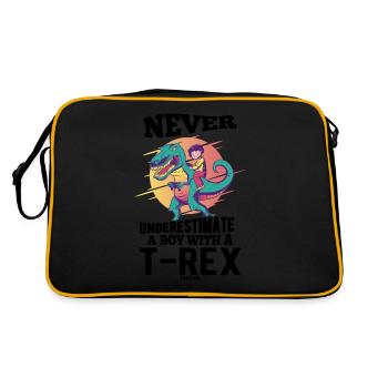 Never Underestimate A Boy With A T-Rex - Retro Bag - black/gold - Back