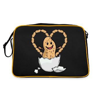Herzlich Glückwunsch Baby Erdnuss Geburt Kind Ei - Retro Tasche - Schwarz/Gold - Hinten