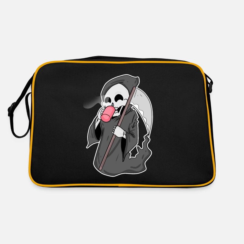 Sensenmann mit Kaffee Retro Tasche