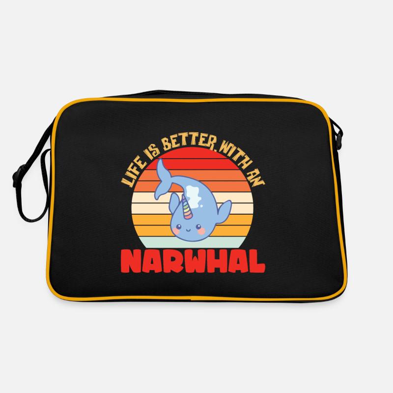Narwal Einhorn Wal Geschenk Retro Tasche