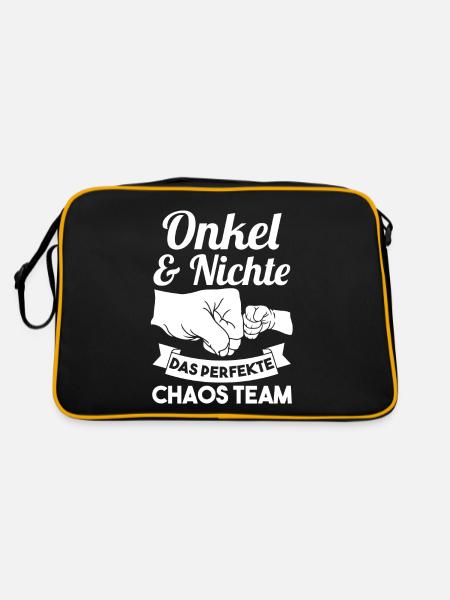 Onkel und Nichte - Retro Tasche - Schwarz/Gold - Hinten