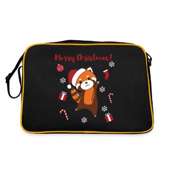 Red Panda Christmas Snow Winter Animals Pandas - Retro Bag - black/gold - Back