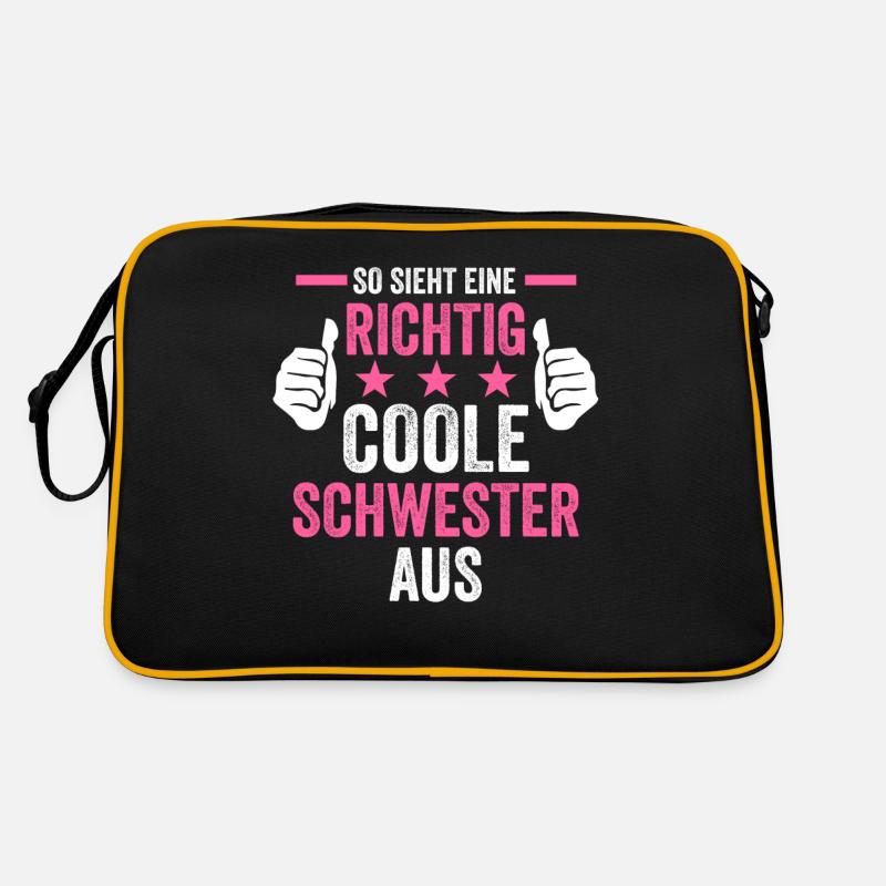 Coole Schwester - Retro Tasche - Schwarz/Gold