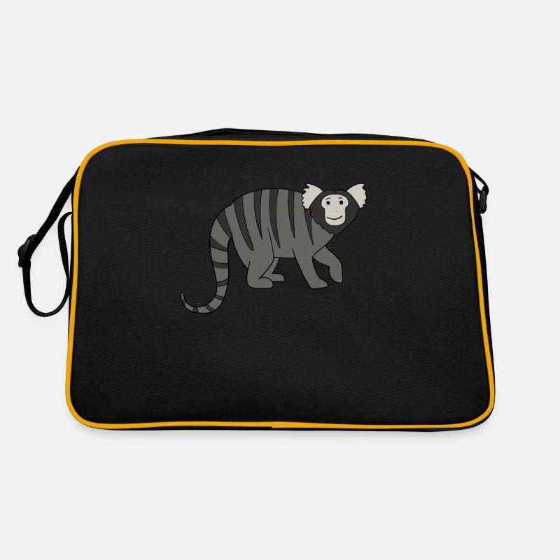 Marmosetten Affe - Retro Tasche - Schwarz/Gold