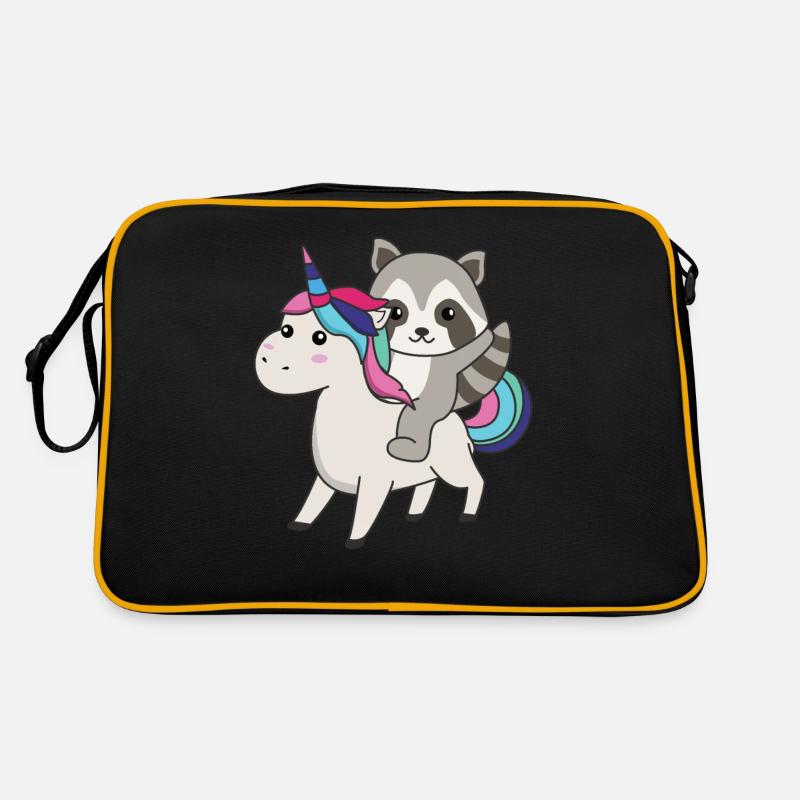Waschbär Einhorn Tiere Einhörner Waschbären Retro Tasche