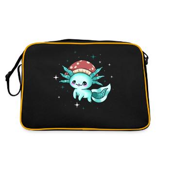 Cottagecore Esthétique Kawaii Axolotl Tête de Champignon - Sac Retro - noir/or - Dos