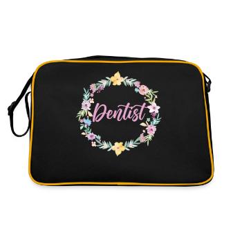 Dentist Floral Flower Dentist - Retro Tasche - Schwarz/Gold - Hinten