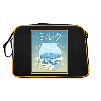 Kawaii Milch Kanagawa-Welle Lofi Aesthetic - Retro Tasche - Schwarz/Gold - Hinten