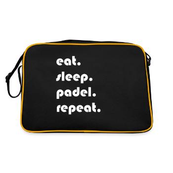 Padel Tennis - eat sleep padel repeat Design - Retro Tasche - Schwarz/Gold - Hinten