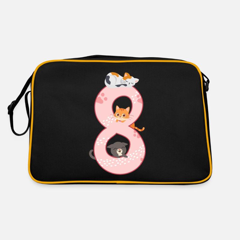 8. Geburtstag Mädchen Katze Retro Tasche