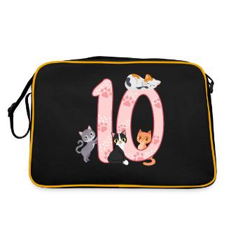 10. Geburtstag Mädchen Katze - Retro Tasche - Schwarz/Gold - Hinten