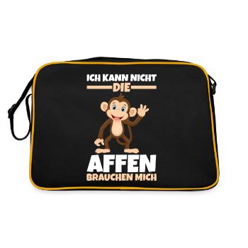 Affe Affen Dschungel - Retro Tasche - Schwarz/Gold - Hinten
