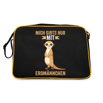 Mich gibt es nur mit Erdmännchen - Retro Tasche - Schwarz/Gold - Hinten