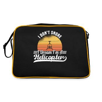 Pilot Hubschrauber Helikopter Spruch Hobbypilot - Retro Tasche - Schwarz/Gold - Hinten