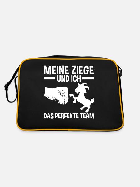 Landwirt Bauer Ziege Ziegen - Retro Tasche - Schwarz/Gold - Hinten