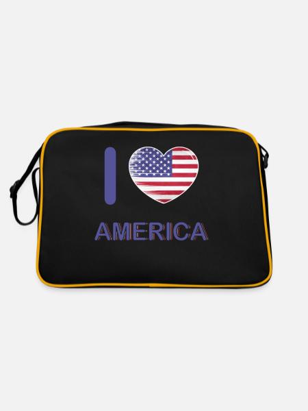I love America USA flag, my home, my - Retro Bag - black/gold - Back