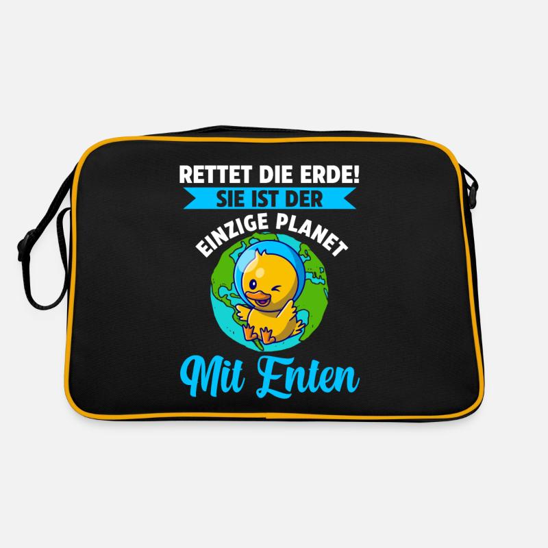 Umweltschutz Ente Tierschutz Enten - Retro Tasche - Schwarz/Gold