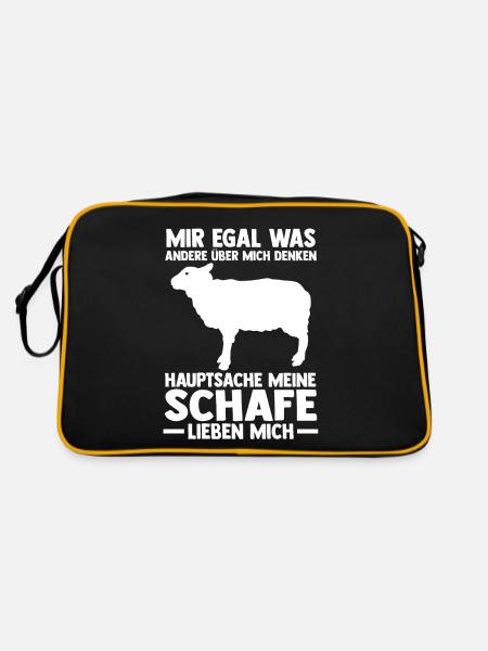 Schaf Bauer Hirte Schäfer Landwirt - Retro Tasche - Schwarz/Gold - Hinten