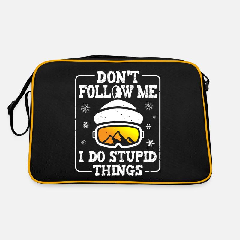 Dont follow me I Do Stupid Things Retro Snowboard Retro Tasche