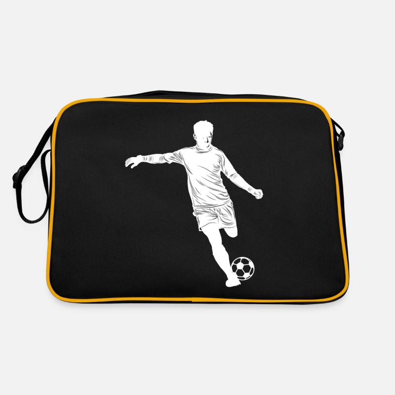Fußball Silhouette - Retro Tasche - Schwarz/Gold