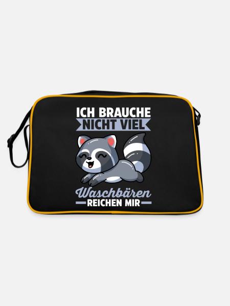 Waschbären Zoo Waschbär - Retro Tasche - Schwarz/Gold
