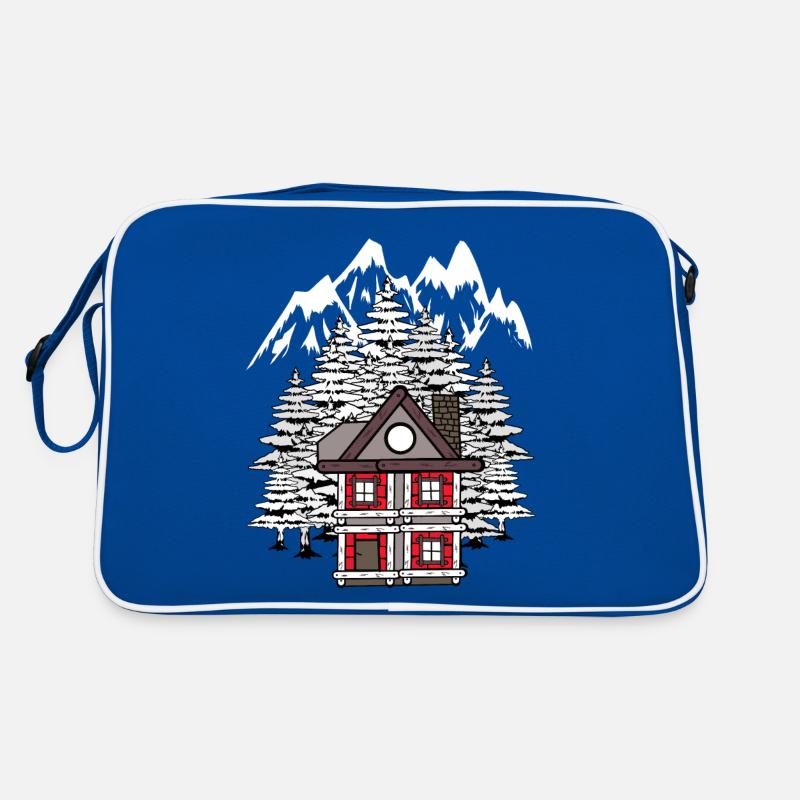 Wald Haus Hütte Winter Tannen Romantisch Retro Tasche