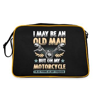 Motorrad alter mann - Retro Tasche - Schwarz/Gold - Hinten