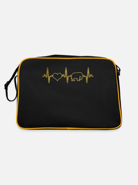 Elefant Herzschlag - Retro Tasche - Schwarz/Gold - Hinten