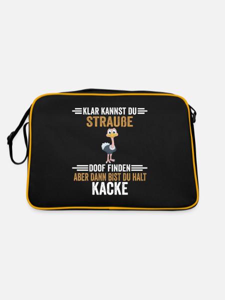 Lustiger Strauß Spruch - Retro Tasche - Schwarz/Gold - Hinten