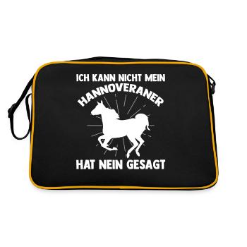 Reitstall Reiten Pferd Hannoveraner - Retro Tasche - Schwarz/Gold - Hinten