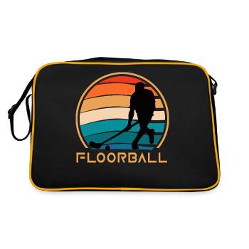 floorball bandy floorballspieler unihockey - Retro Tasche - Schwarz/Gold - Hinten