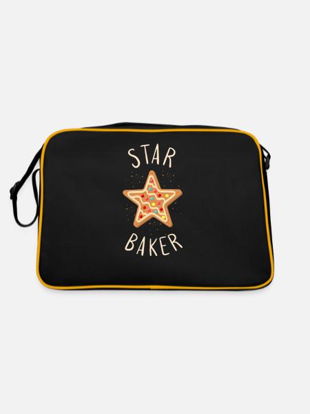 Bake Baking Star Cookie Star Baker - Retro Tasche - Schwarz/Gold - Hinten