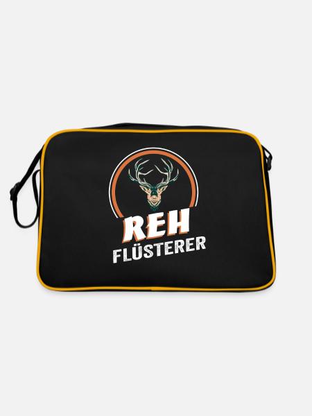 Reh Flüsterer - Retro Tasche - Schwarz/Gold - Hinten