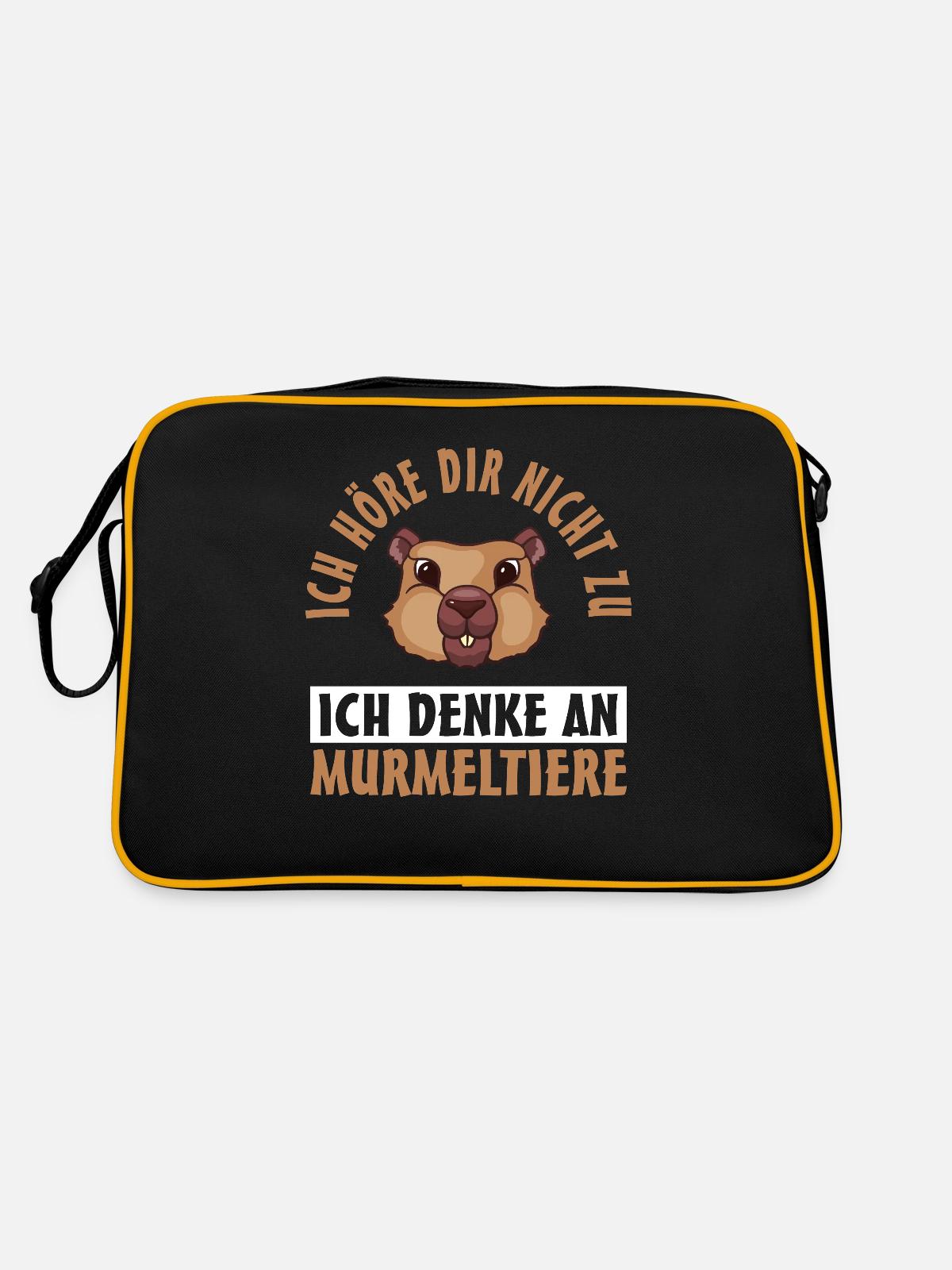 Murmeltier - Retro Tasche - Schwarz/Gold - Hinten