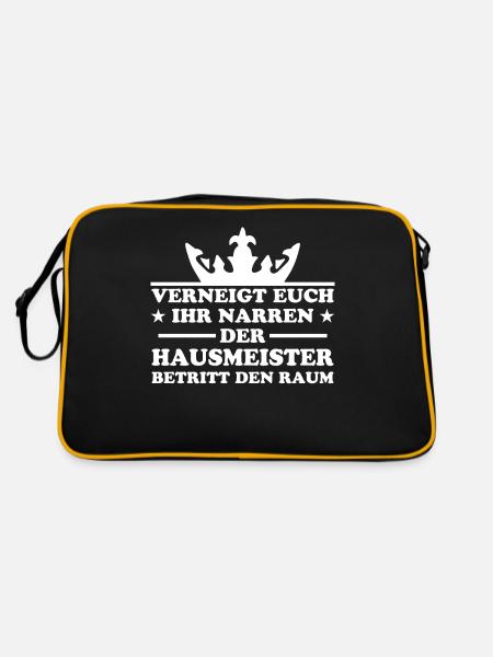 Hausmeister Lustiger Spruch Hausverwalter Geschenk - Retro Tasche - Schwarz/Gold - Hinten