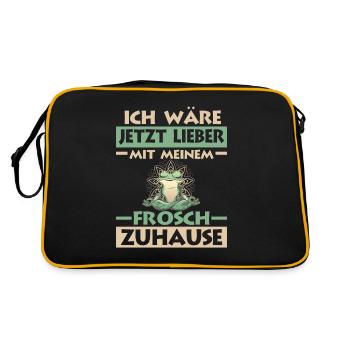 Frosch Frösche - Retro Tasche - Schwarz/Gold - Hinten